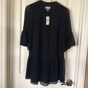 Blue dress with lace front (Navy)
